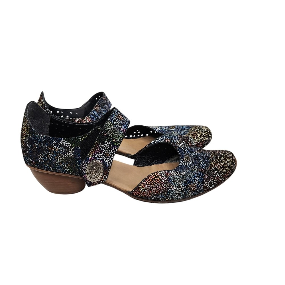 RIEKER Mirjam Antistress Shoes Womens 9 40 Metallic Leather Mary Jane Comfort